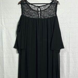 Black Cold Shoulder Sundress with Flutter Sleeves